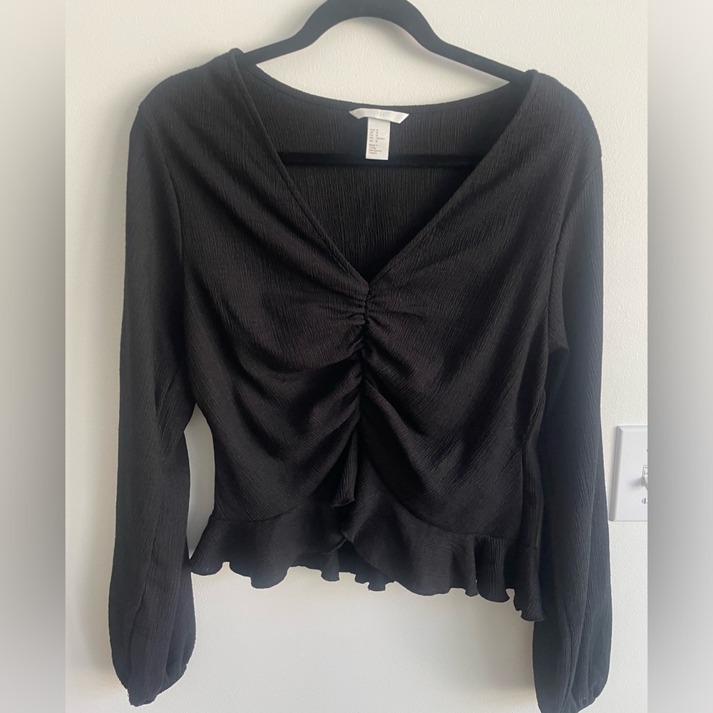 Black Ruched Top - Picture 2 of 7